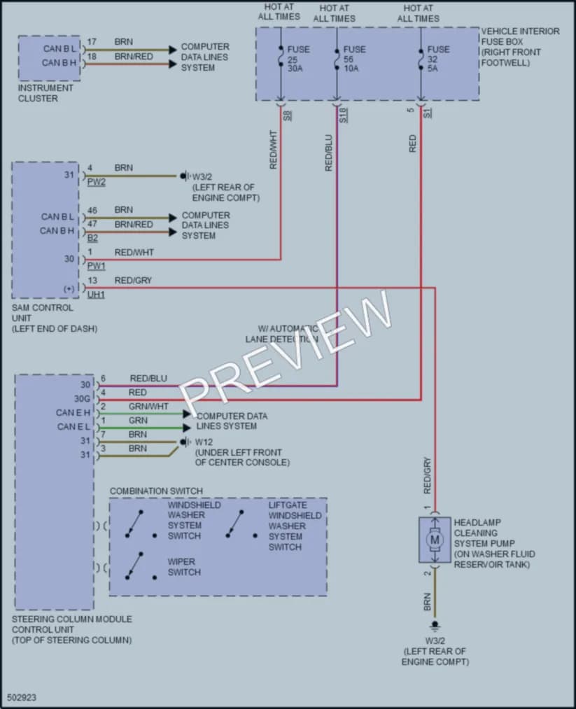 2016 MercedesBenz CLA250 Wiper Washer wiring diagram preview