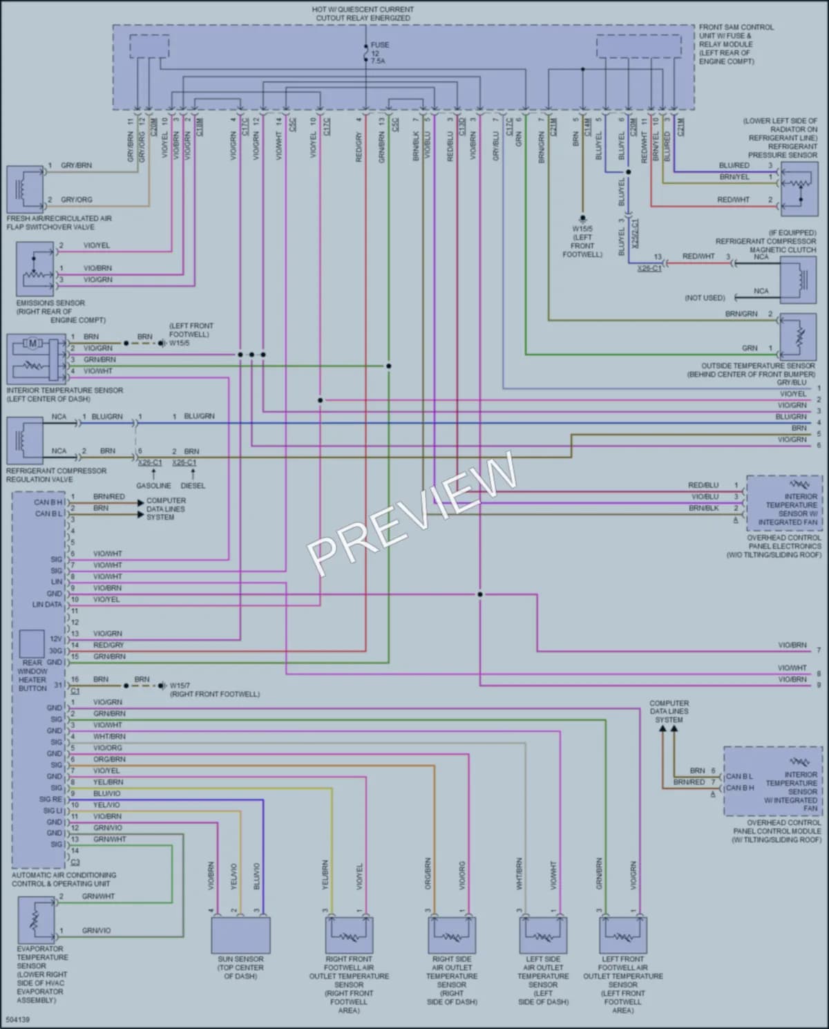 2016 MercedesBenz E350 Air Conditioning wiring diagram preview