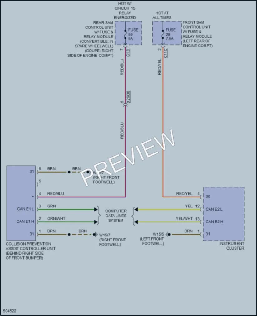 2016 MercedesBenz E400 Instrument Cluster wiring diagram preview