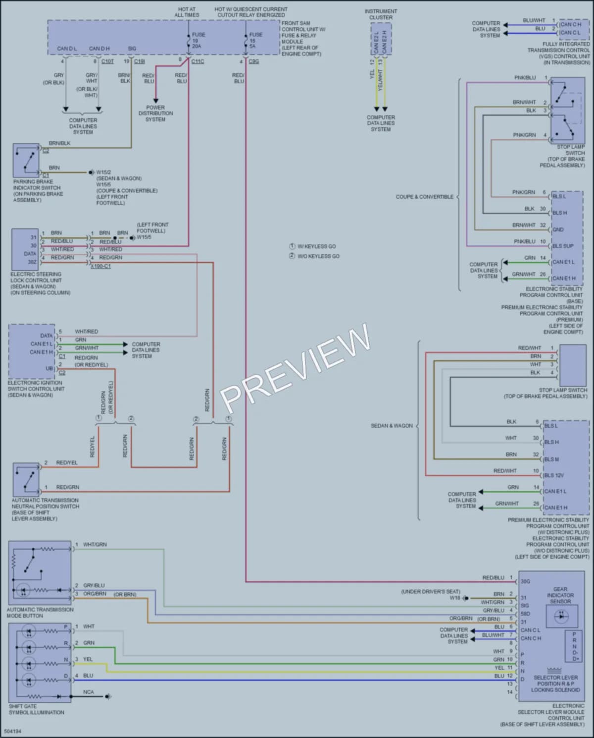 2016 MercedesBenz E550 Shift Interlock wiring diagram preview
