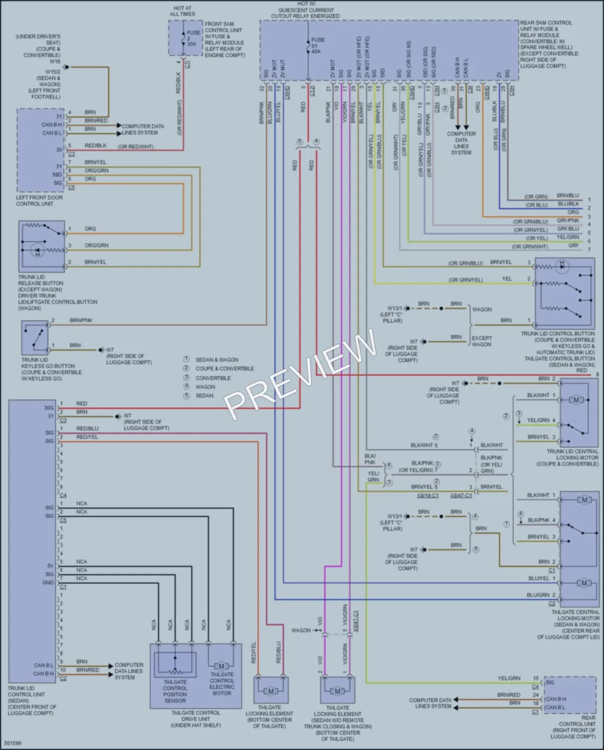 2016 MercedesBenz E550 Trunk Tailgate Fuel Door wiring diagram preview