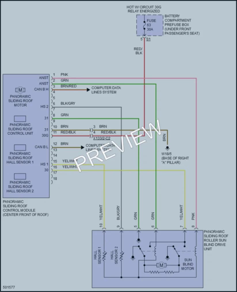 2016 MercedesBenz GL350BLUETEC Power Top Sunroof wiring diagram preview