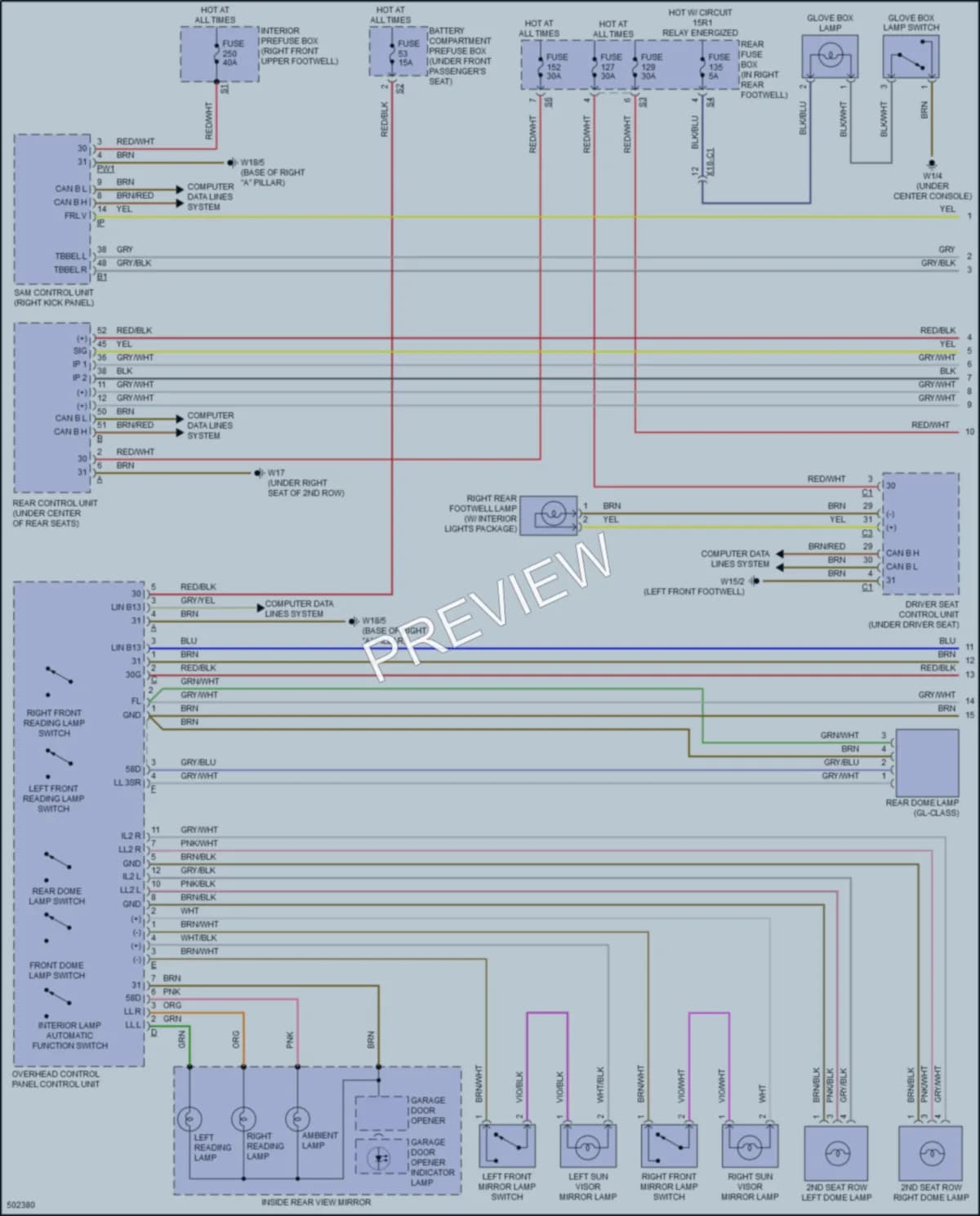 2016 MercedesBenz GL450 Interior Lights wiring diagram preview