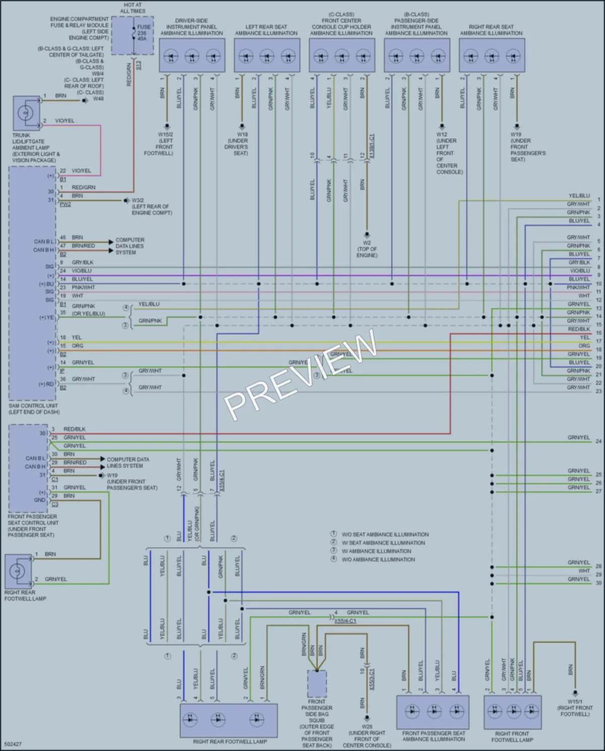 2016 MercedesBenz GLA250 Interior Lights wiring diagram preview