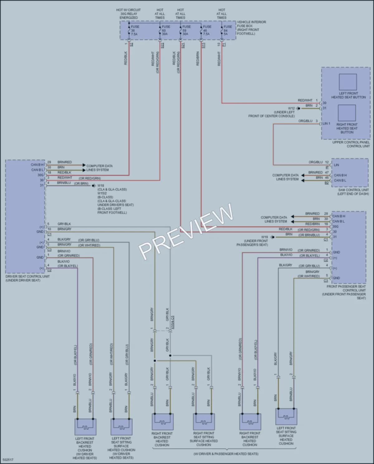 2016 MercedesBenz GLA250 Power Seats wiring diagram preview