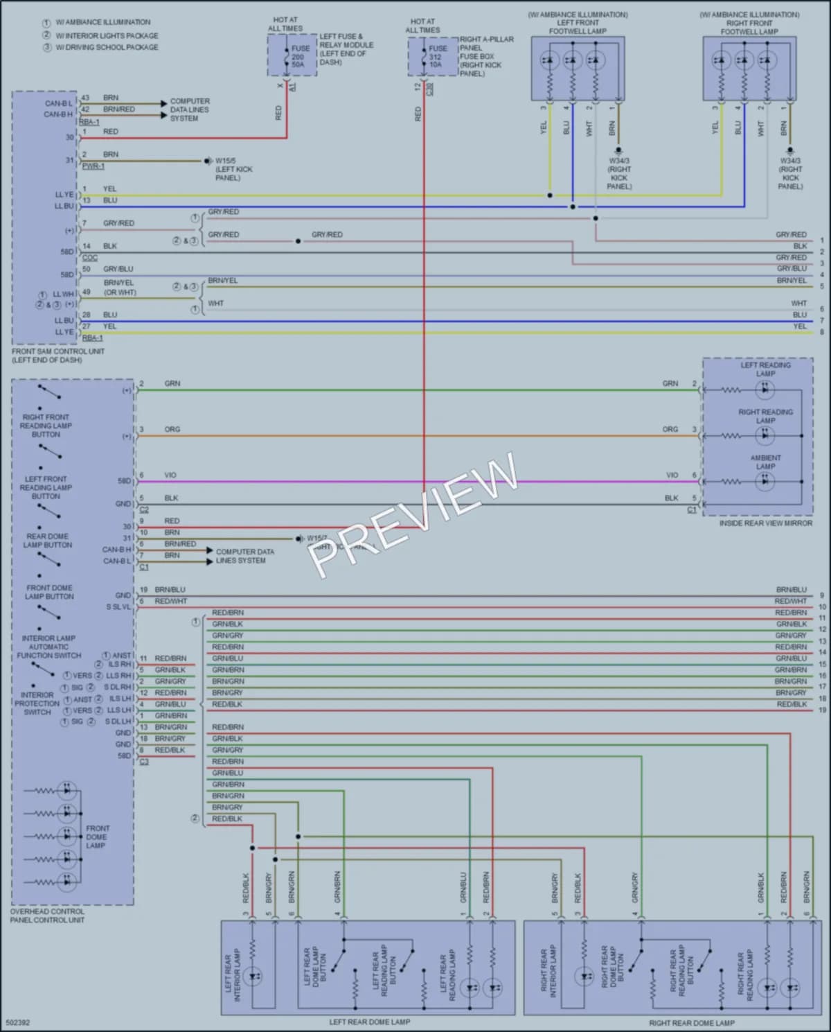 2016 MercedesBenz GLC300 Interior Lights wiring diagram preview