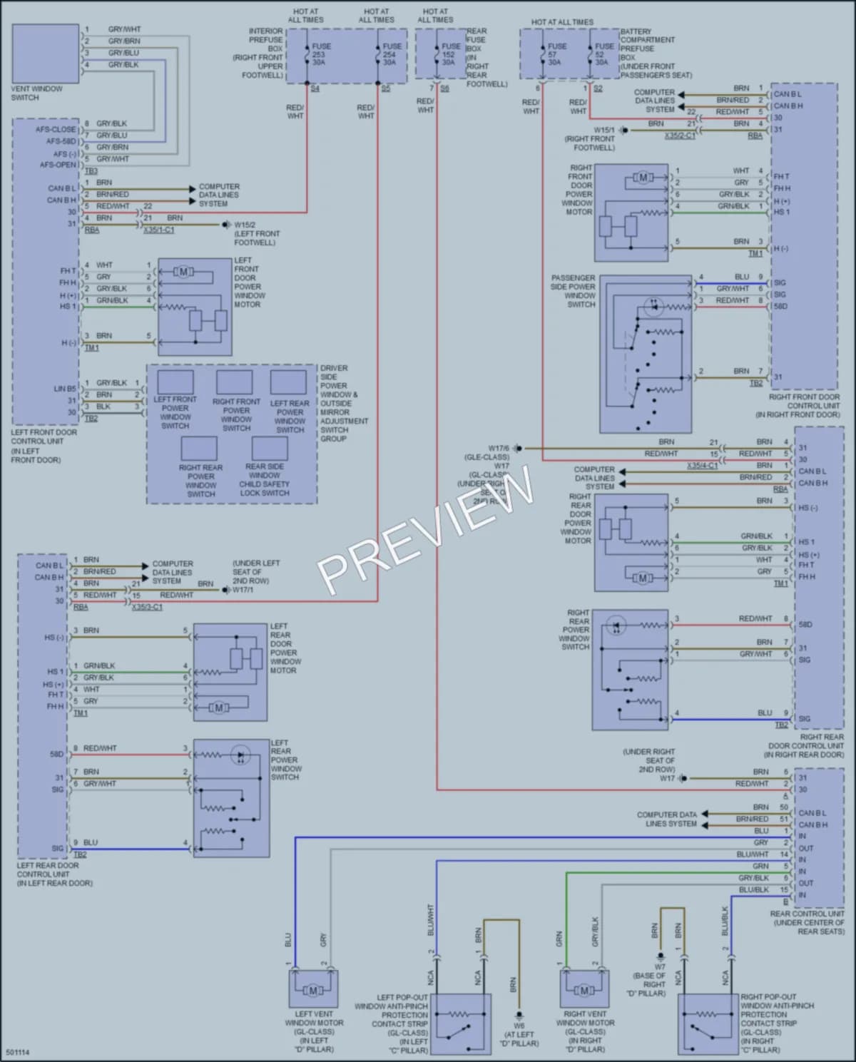 2016 MercedesBenz GLE350 Power Windows wiring diagram preview