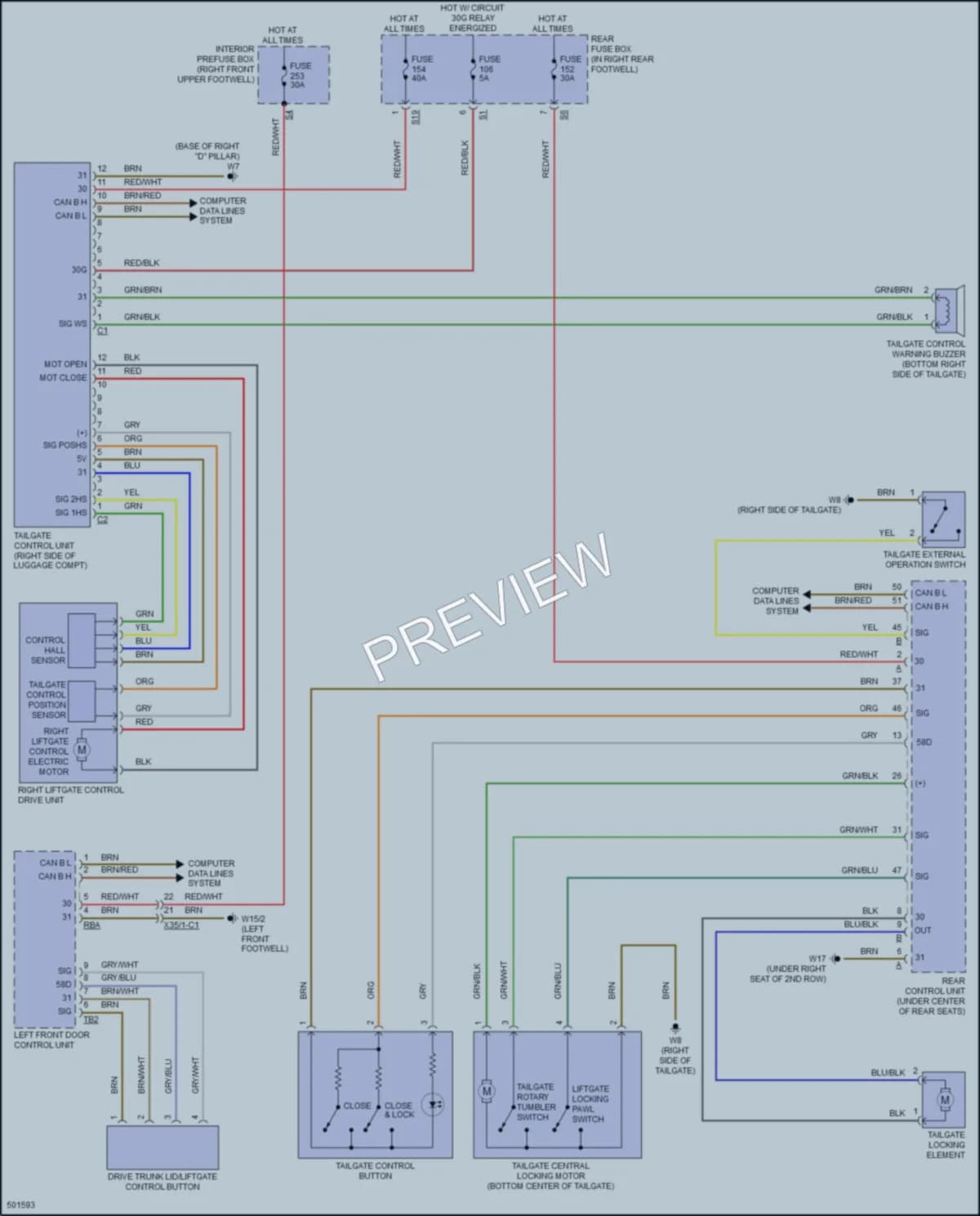 2016 MercedesBenz GLE400 Trunk Tailgate Fuel Door wiring diagram preview