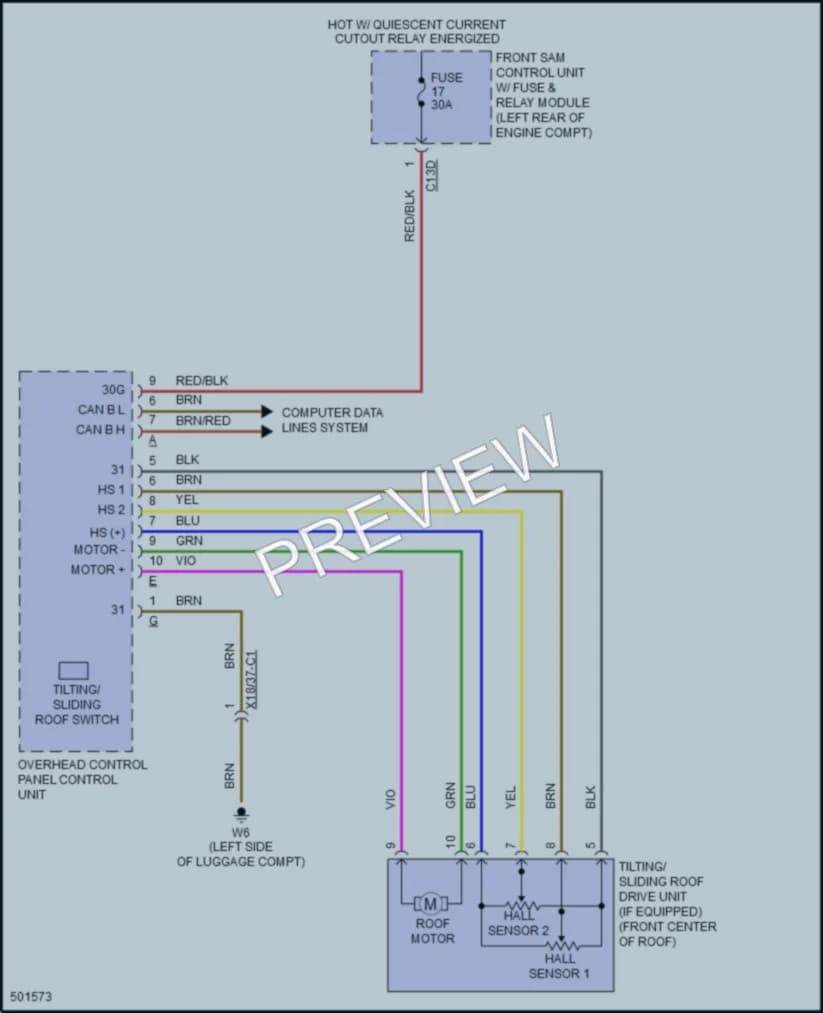 2016 MercedesBenz S400 Power Top Sunroof wiring diagram preview