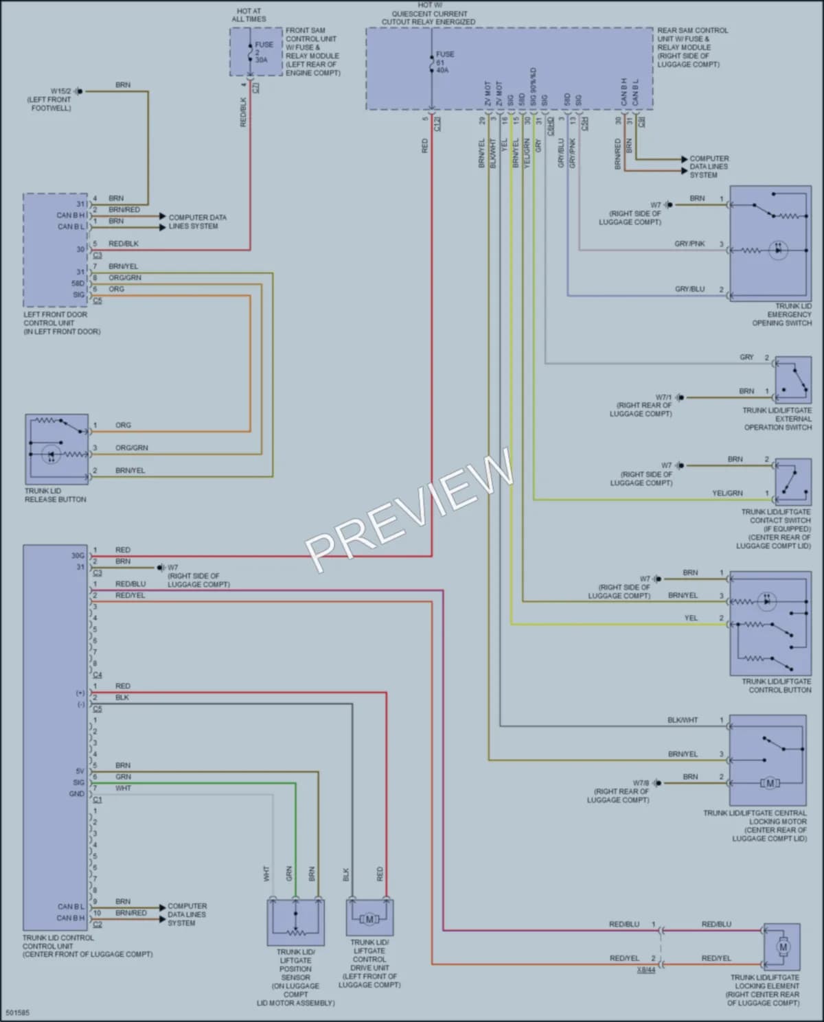 2016 MercedesBenz S400 Trunk Tailgate Fuel Door wiring diagram preview