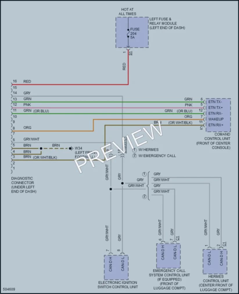 2016 MercedesBenz S550e Computer Data Lines wiring diagram preview