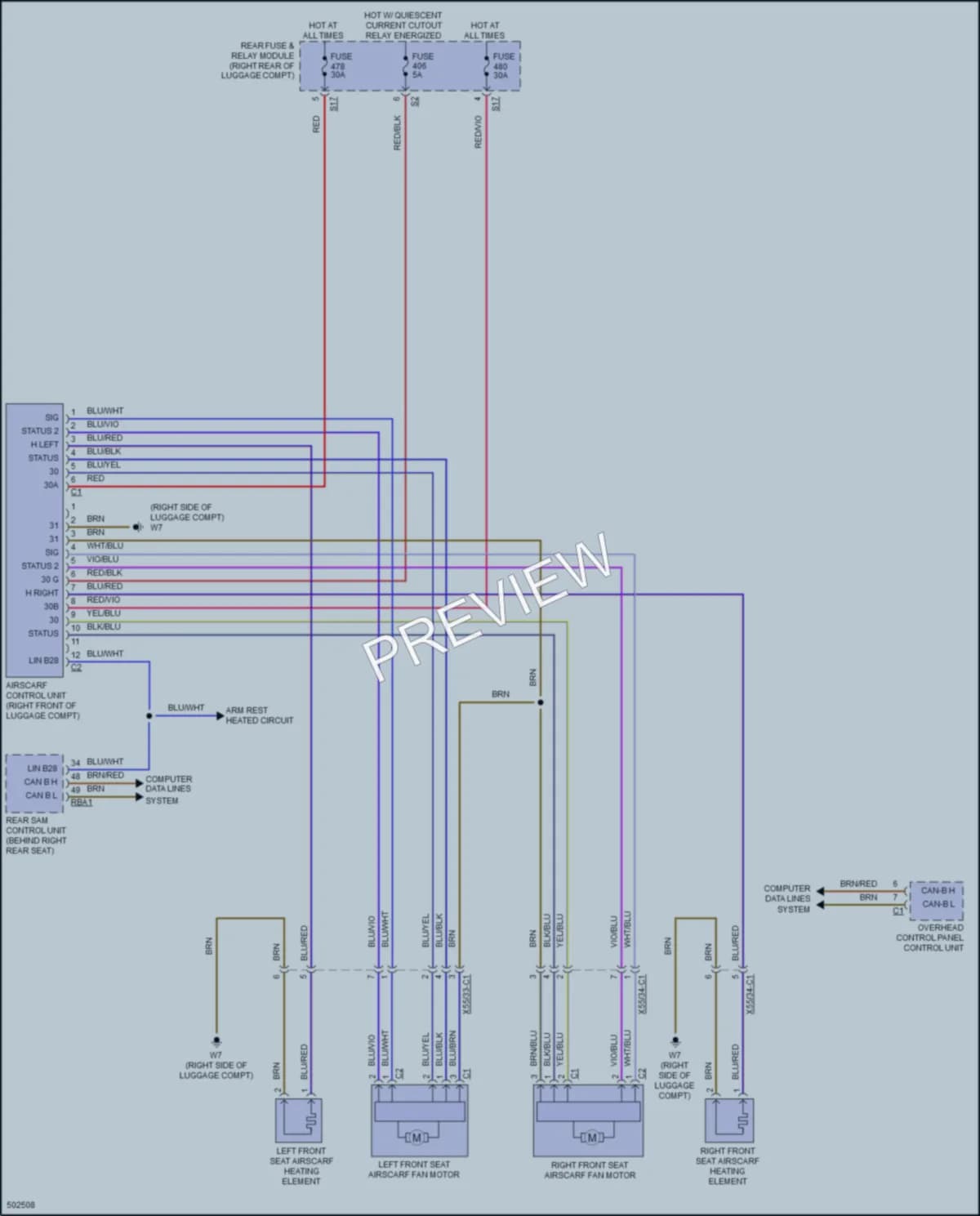 2016 MercedesBenz S550e Power Seats wiring diagram preview