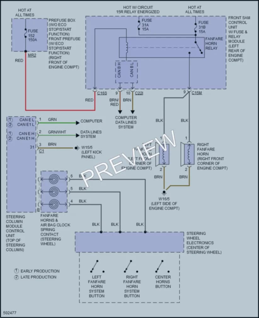 2016 MercedesBenz SLK300 Horn wiring diagram preview
