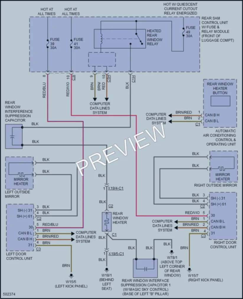2016 MercedesBenz SLK350 Defoggers wiring diagram preview