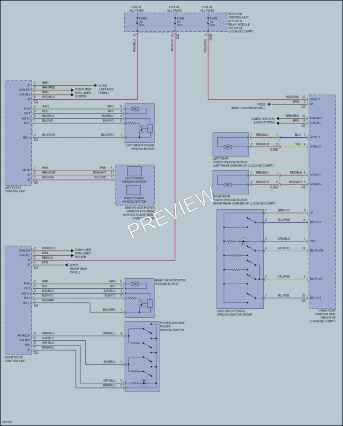 2016 MercedesBenz SLK350 Power Windows wiring diagram preview