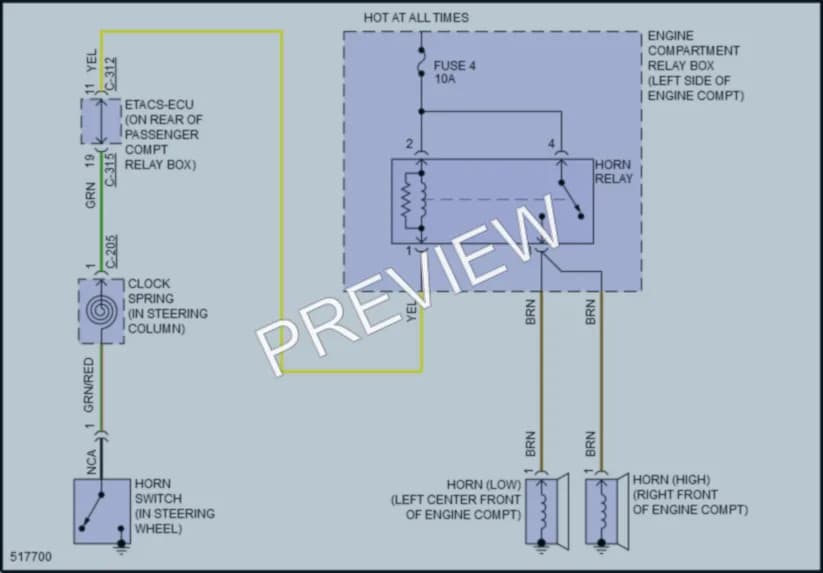 2016 Mitsubishi Lancer Horn wiring diagram preview