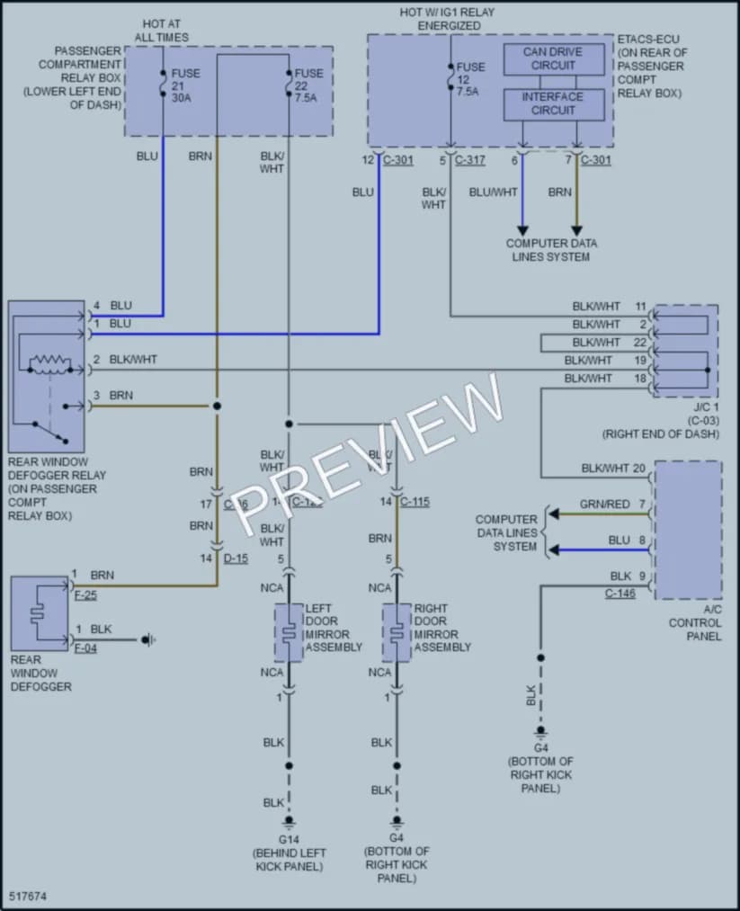 2016 Mitsubishi LancerSportback Defoggers wiring diagram preview