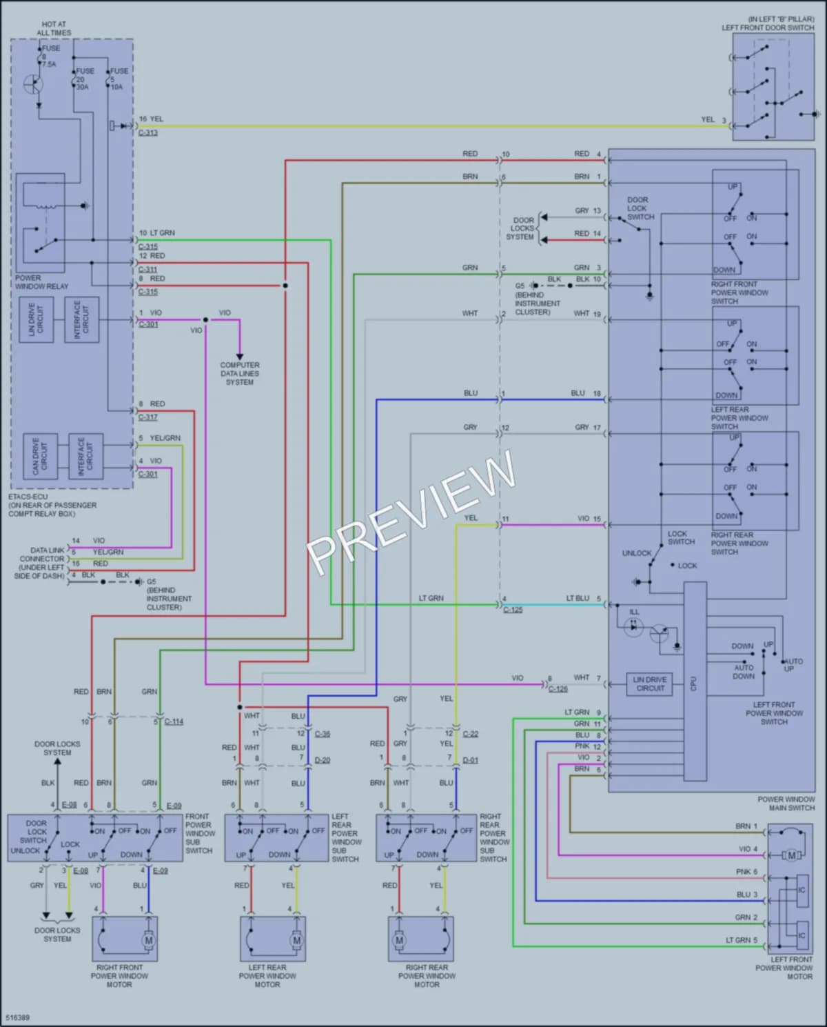 2016 Mitsubishi LancerSportback Power Windows wiring diagram preview