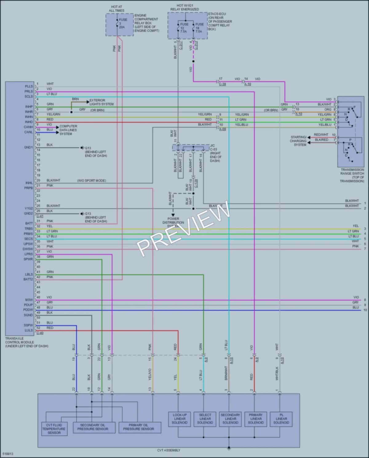 2016 Mitsubishi LancerSportback Transmission wiring diagram preview