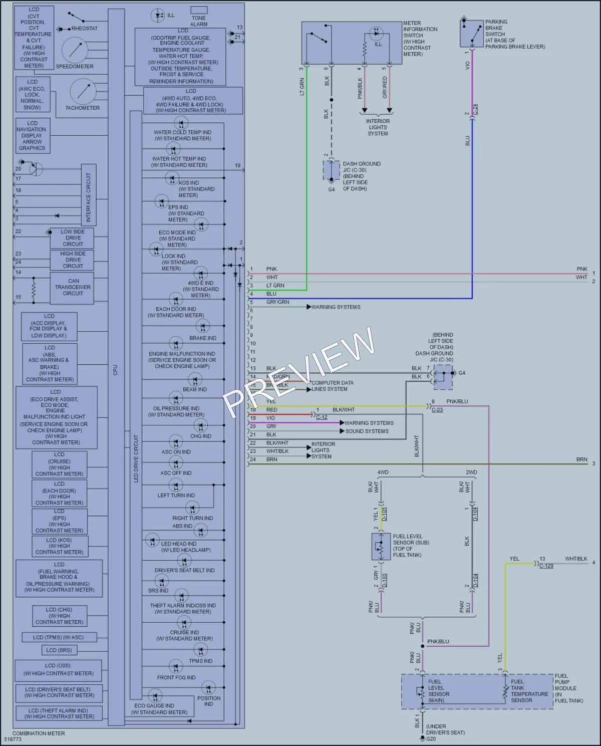 2016 Mitsubishi Outlander Instrument Cluster wiring diagram preview