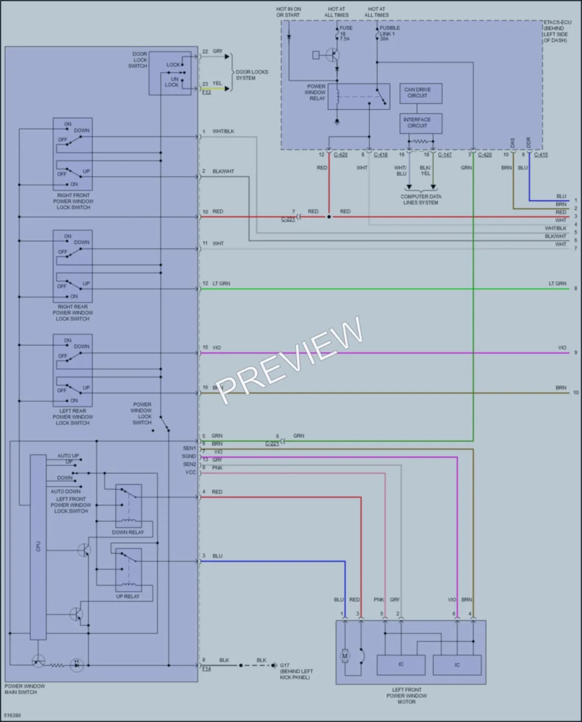 2016 Mitsubishi Outlander Power Windows wiring diagram preview