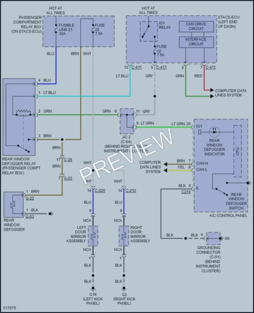 2016 Mitsubishi OutlanderSport Defoggers wiring diagram preview