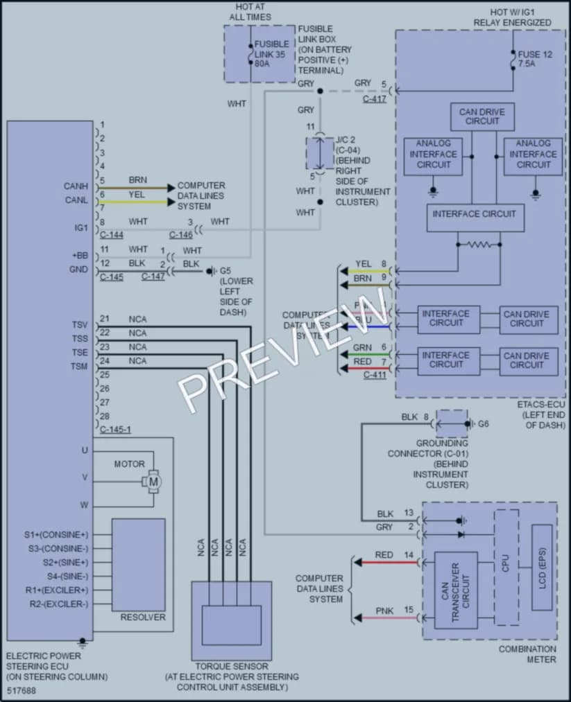 2016 Mitsubishi OutlanderSport Electronic Power Steering wiring diagram preview