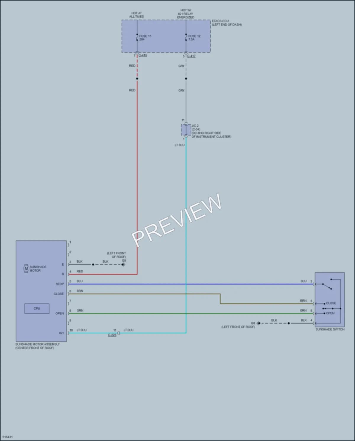 2016 Mitsubishi OutlanderSport Power Top Sunroof wiring diagram preview