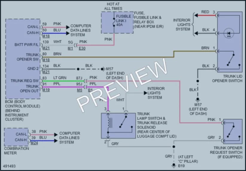 2016 Nissan Altima Trunk Tailgate Fuel Door wiring diagram preview