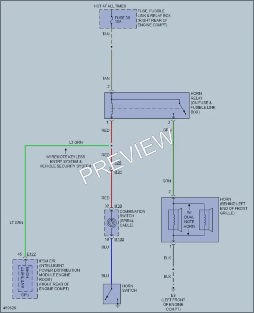 2016 Nissan Frontier Horn wiring diagram preview