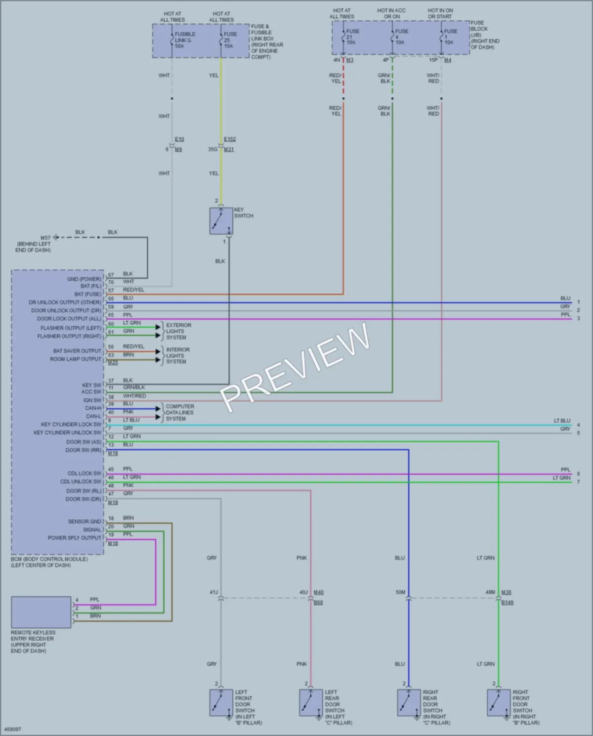 2016 Nissan Frontier Power Door Locks wiring diagram preview