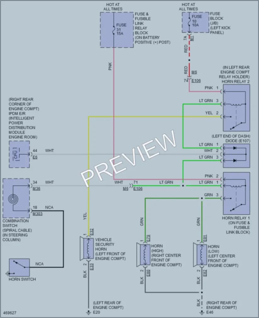 2016 Nissan GTR Horn wiring diagram preview