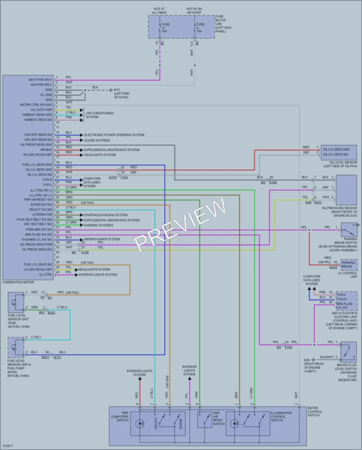 2016 Nissan GTR Instrument Cluster wiring diagram preview