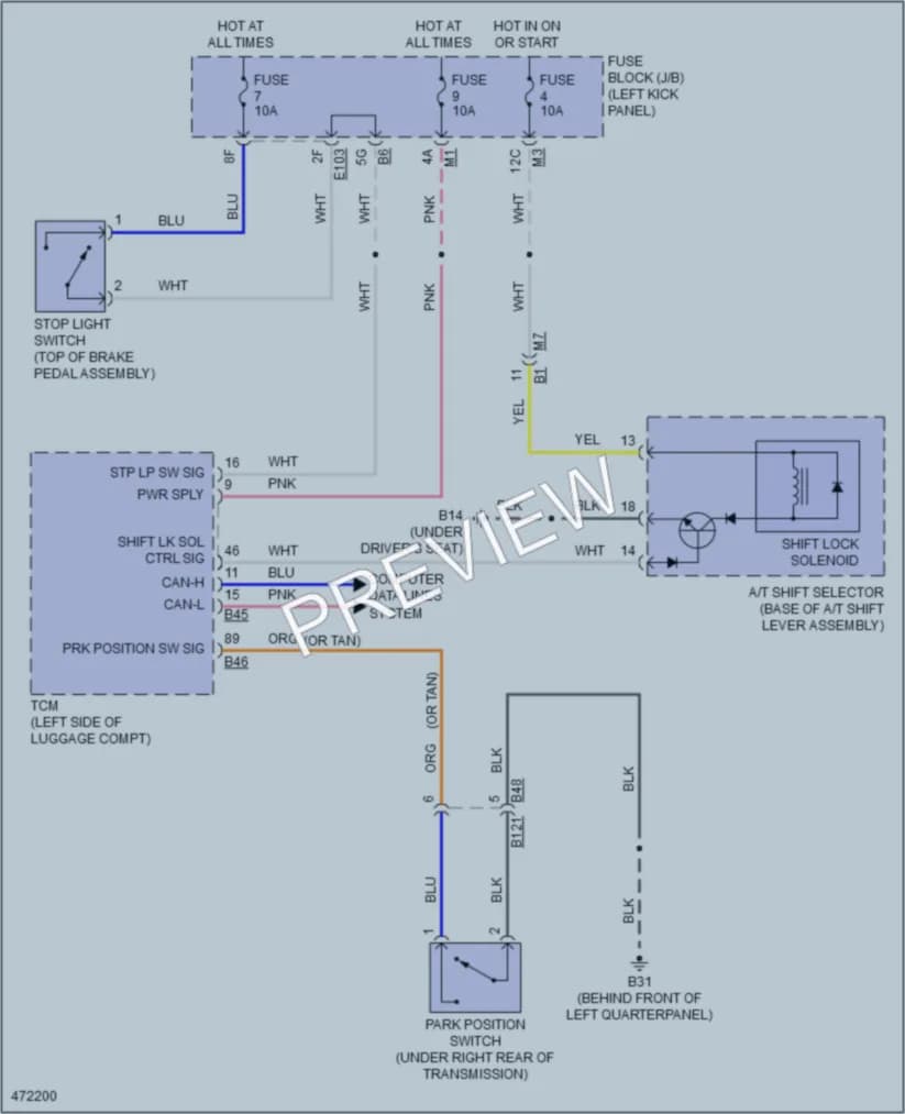 2016 Nissan GTR Shift Interlock wiring diagram preview