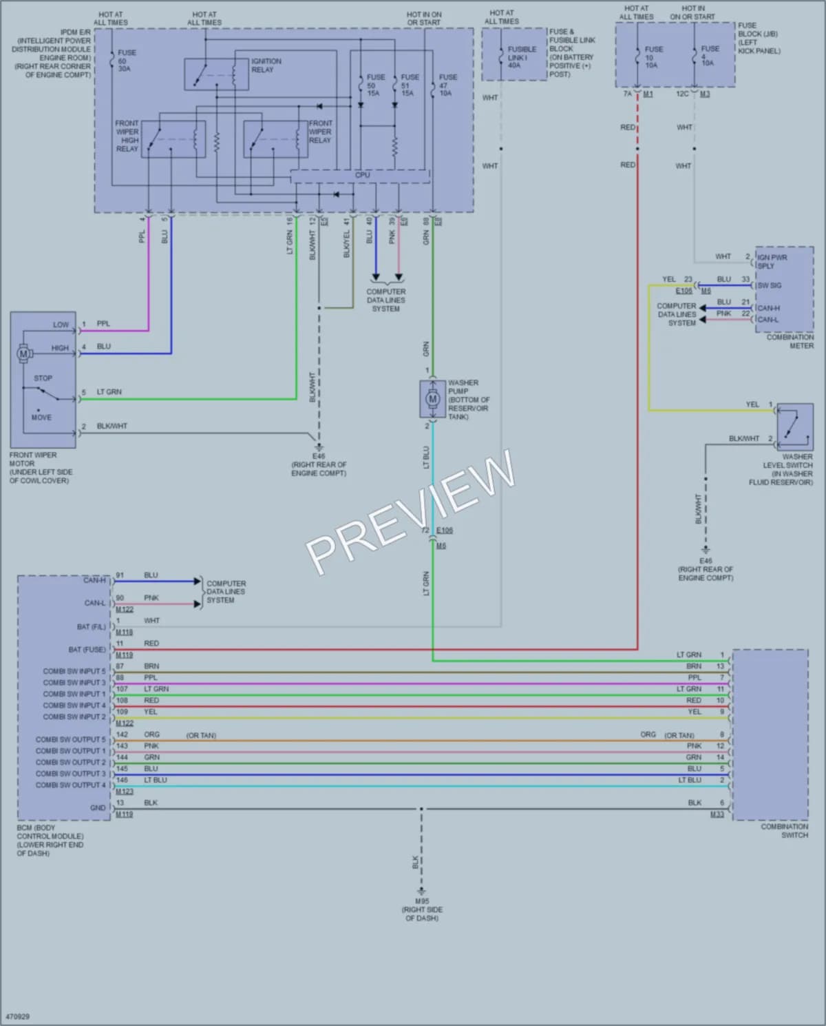 2016 Nissan GTR Wiper Washer wiring diagram preview