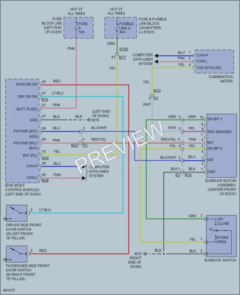2016 Nissan JUKE Power Top Sunroof wiring diagram preview