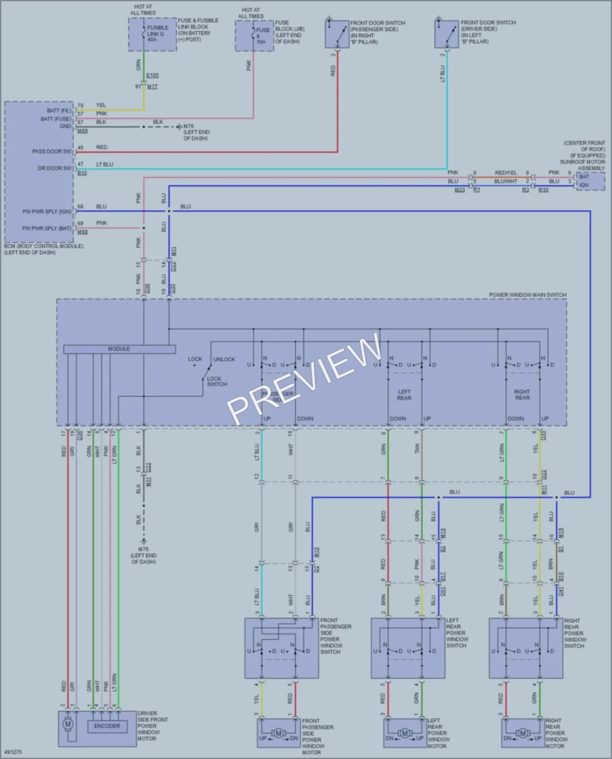 2016 Nissan JUKE Power Windows wiring diagram preview