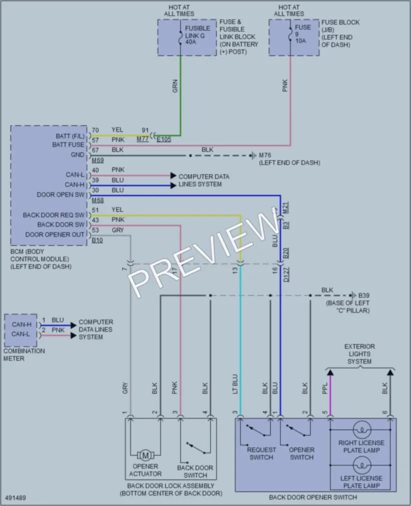 2016 Nissan JUKE Trunk Tailgate Fuel Door wiring diagram preview