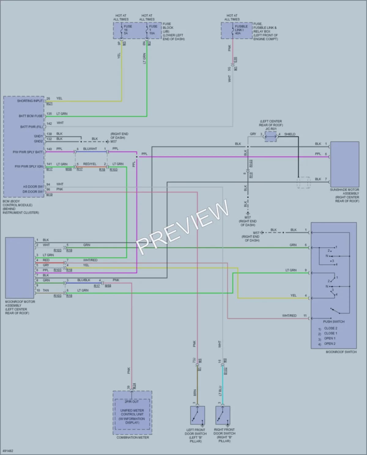 2016 Nissan Maxima Power Top Sunroof wiring diagram preview