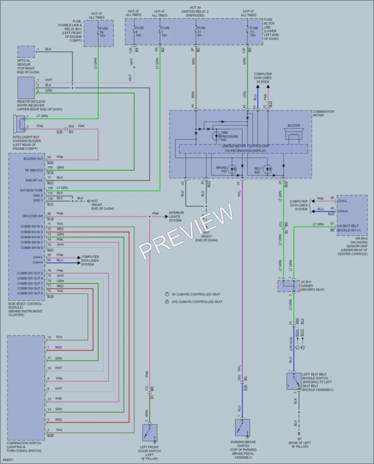2016 Nissan Maxima Warning Systems wiring diagram preview