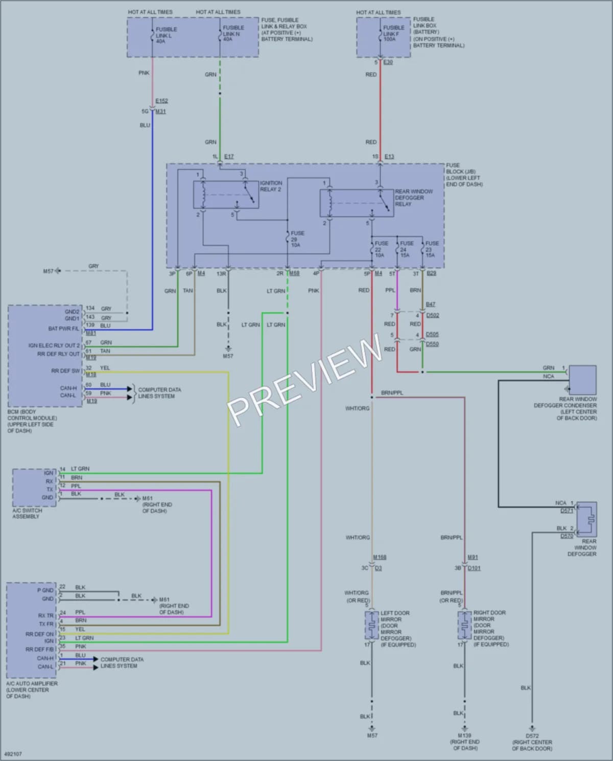 2016 Nissan Murano Defoggers wiring diagram preview