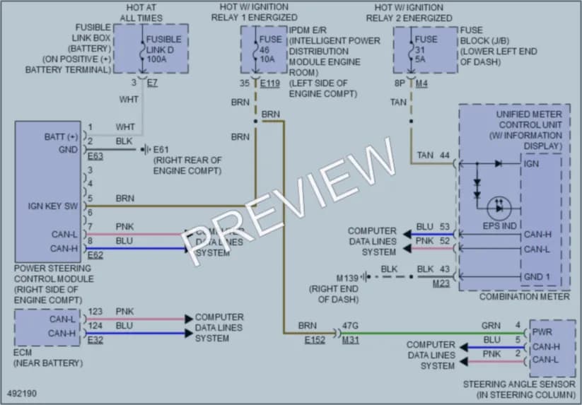 2016 Nissan Murano Electronic Power Steering wiring diagram preview