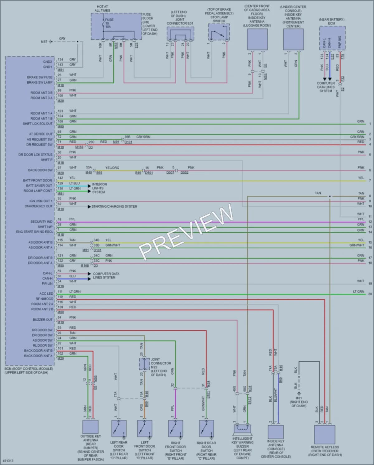 2016 Nissan MuranoHybrid Power Door Locks wiring diagram preview
