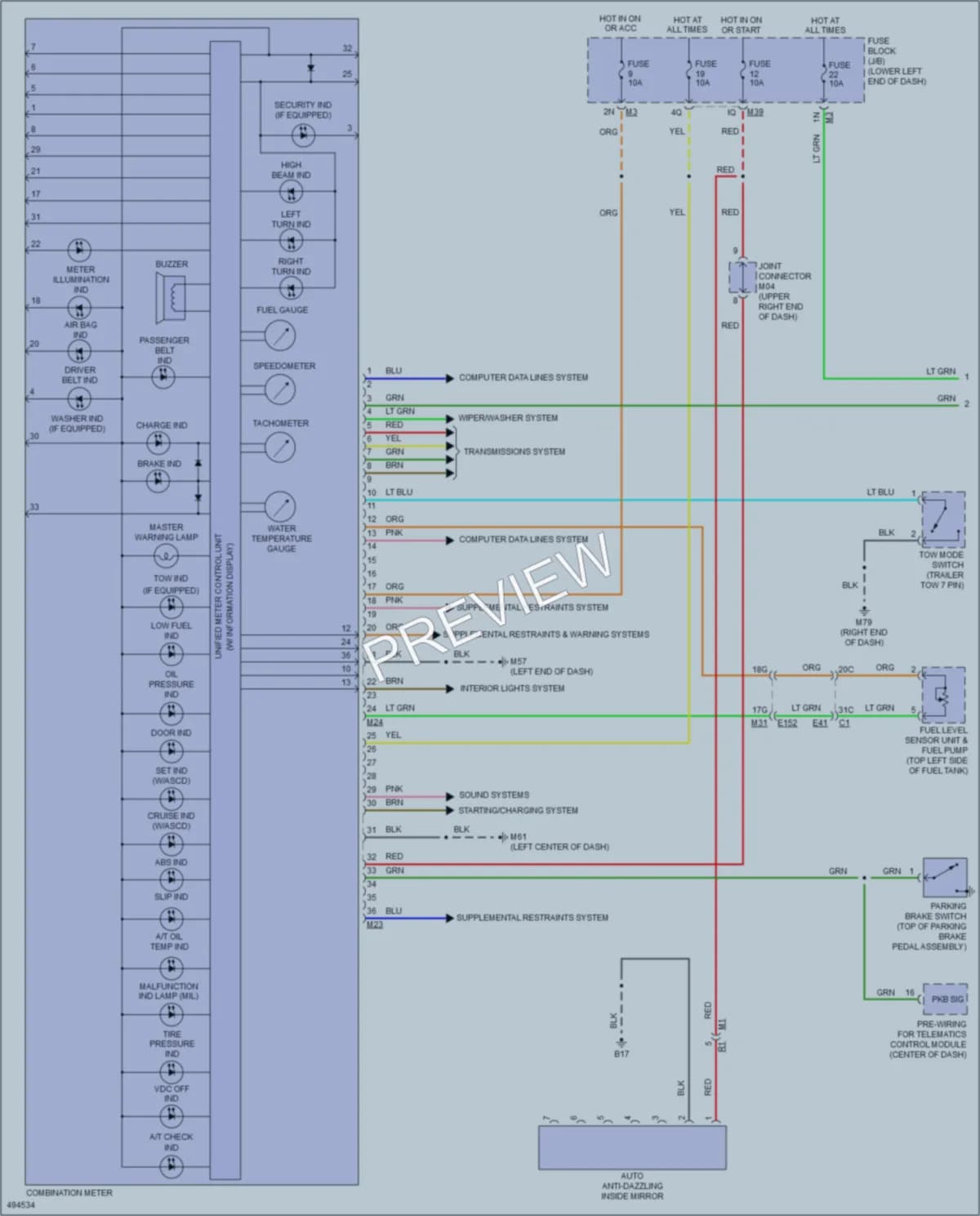 2016 Nissan NV1500 Instrument Cluster wiring diagram preview