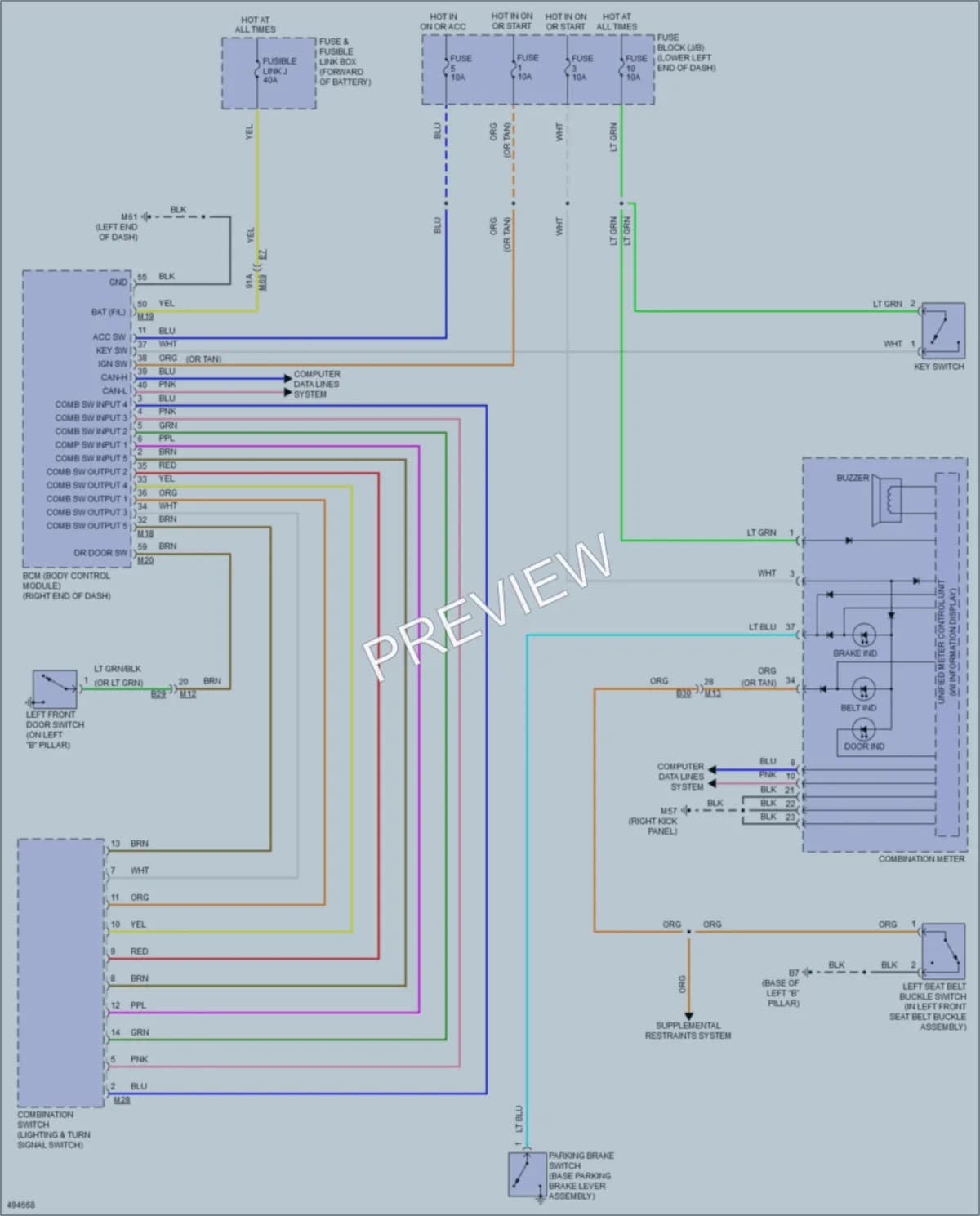 2016 Nissan NV200 Warning Systems wiring diagram preview