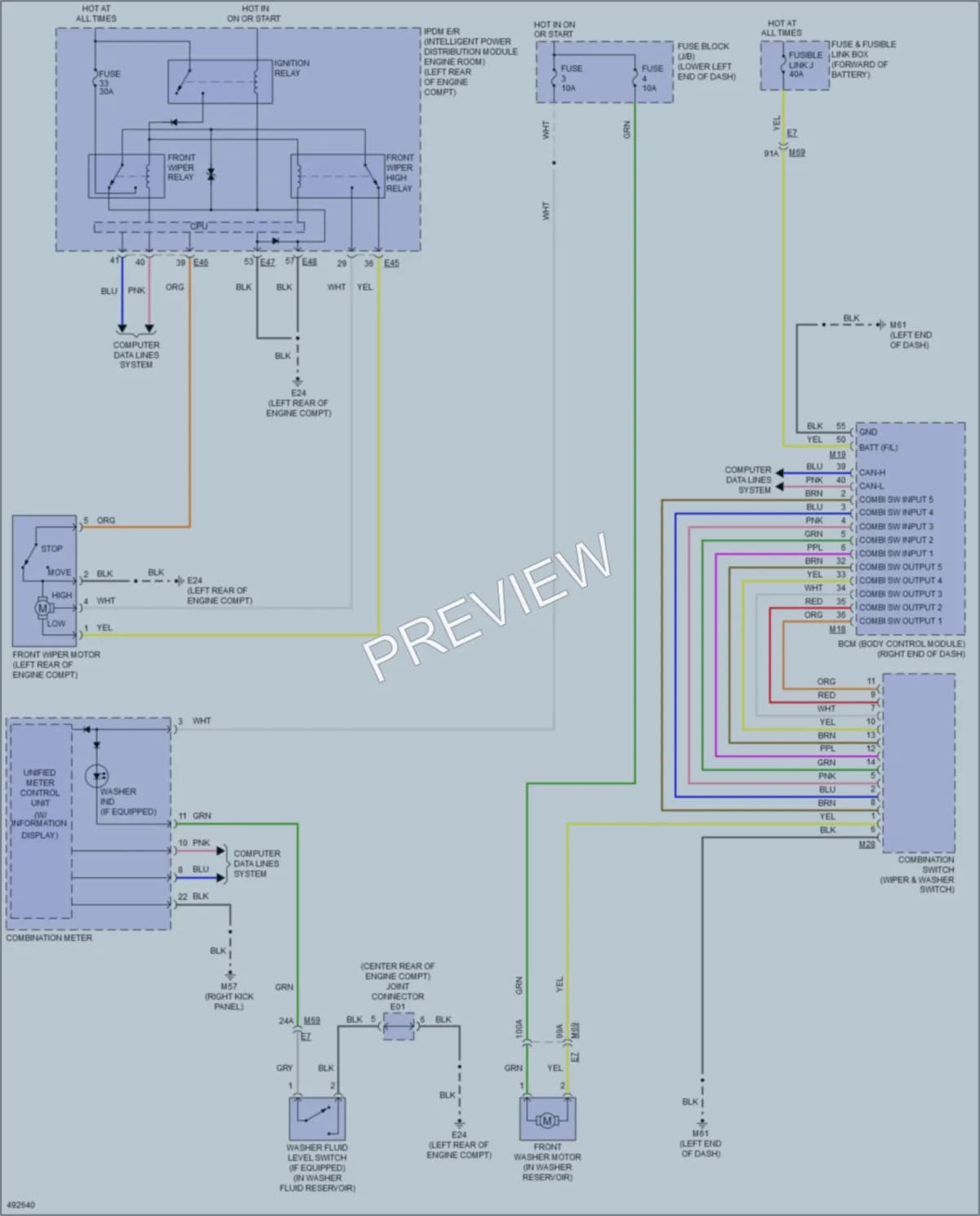 2016 Nissan NV200 Wiper Washer wiring diagram preview