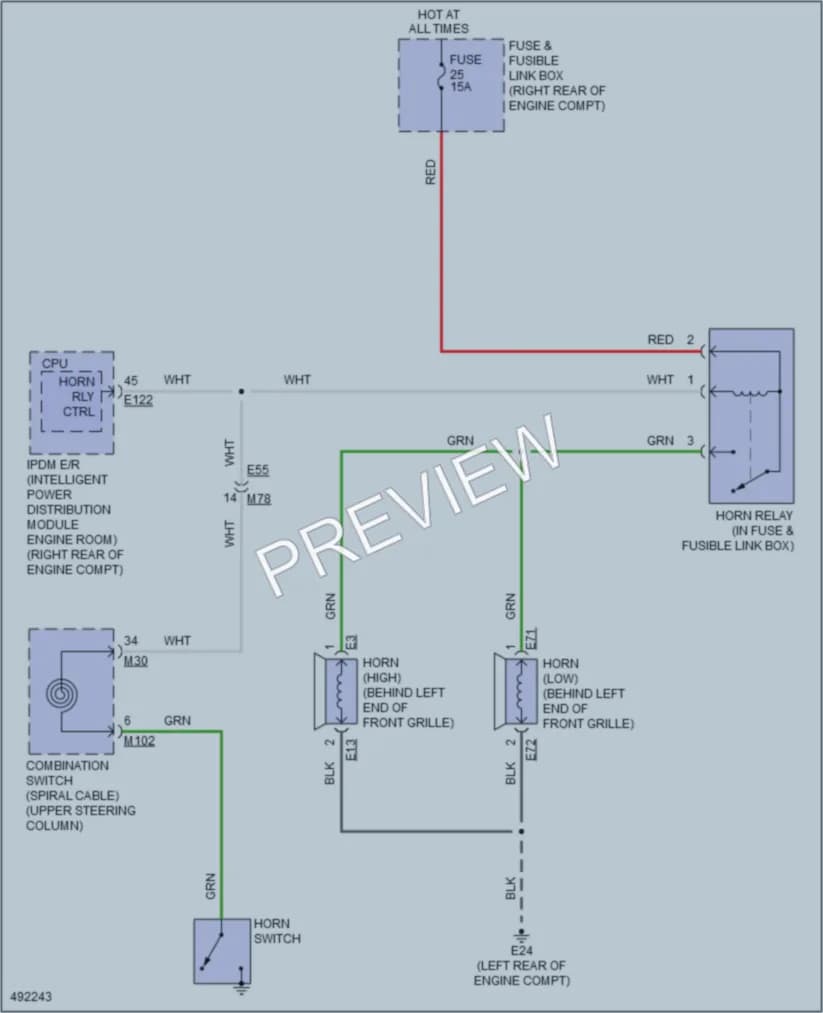 2016 Nissan NV3500HD Horn wiring diagram preview