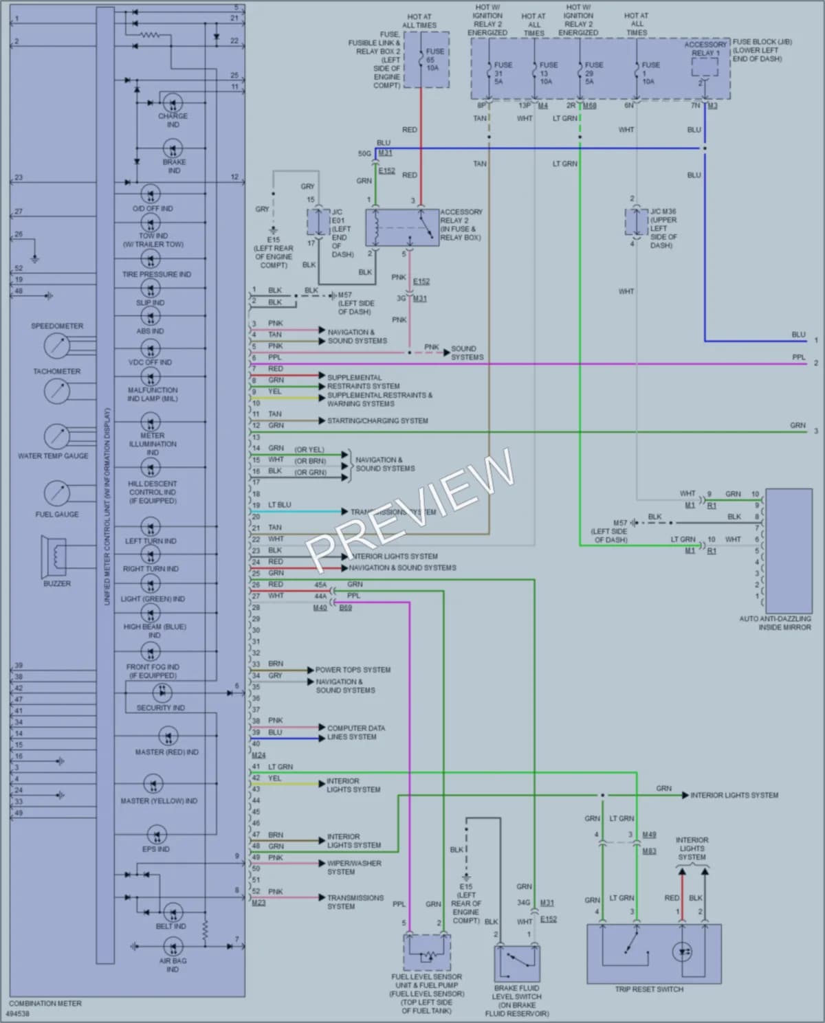 2016 Nissan Pathfinder Instrument Cluster wiring diagram preview