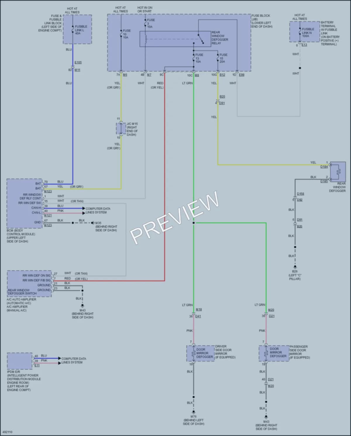 2016 Nissan Quest Defoggers wiring diagram preview