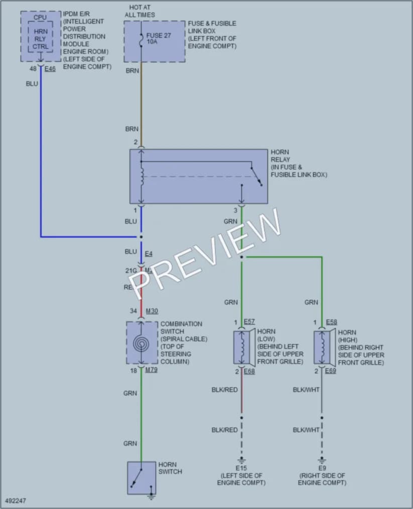 2016 Nissan Sentra Horn wiring diagram preview